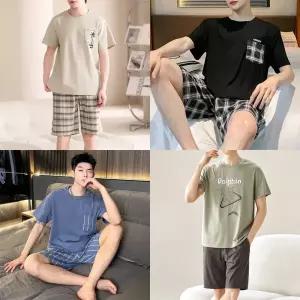 하이클래식 남성용 긴팔 반팔 잠옷 상하의세트 스트라이프 체크 사계절 파자마 홈웨어