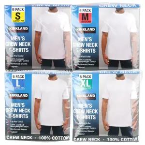 커클랜드 라운드 반팔 티 남성 6매 세트 화이트 (S/M/L/XL)