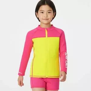 [랠리] 라임 핑크 아동 네오플랜 집업 래쉬가드 여아 상의 키즈 수영복