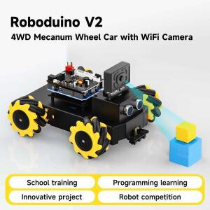 Yahboom 4WD Roboduino V2 AI 로봇 자동차 키트 Arduino UNO STEM 교육 세트 DIY 프로젝트 용 ESP32 WiFi