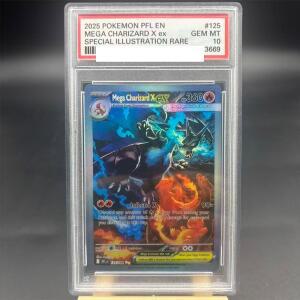DIY PTCG 컬렉션 카드 등급 메가 리자몽 X ex 125/094 EN 카피 10포인트 애니메이션 게임 선물