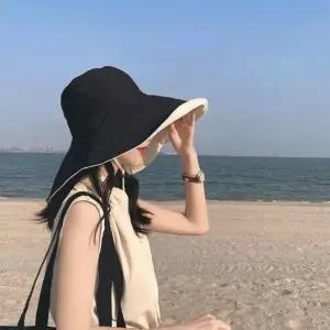 양면 와이드 벙거지 버킷햇 자외선 차단 모자 블랙/여자/여름/여성/햇빛/가리개/낚시/물놀이/챙넓은모자