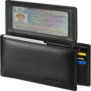 시그트렌엑스 남성용 가죽 지갑 정품 남성 2개의 ID 창으로 이중 접힌 RFID 차단 기능 제공