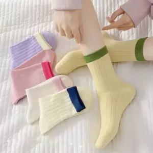 양말 봄 여자 데일리 패션 여성 학생 중목양말 배색 골지 중목 빅골지 5color 여성양말