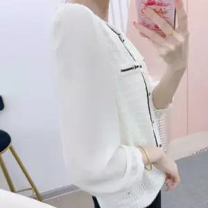 피콜로 여자 데일리룩 블라우스 쉬폰 시스루 긴팔 슬림니트 KUK3