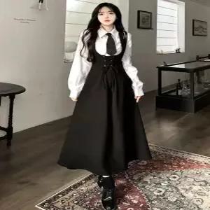 개화기의상 복고풍 멜빵 코스프레 긴팔 여성원피스 중세풍