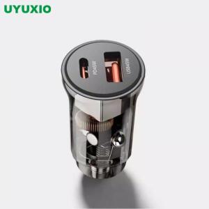 투명 USB C 차량용 휴대폰 충전기 PD 30W 초고속 어댑터 아이폰 15 프로 맥스 14 아이패드 삼성 오포 화웨