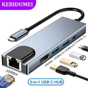 C타입랜선 LAN 젠더 노트북 맥북용 고속 USB C 허브 어댑터 C타입 도킹스테이션 HDMI 4K RJ45 100M 분배기