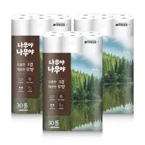 [잘풀리는집]미래생활 나무야나무야 도톰한3겹 깨끗한 무향 27M 30롤 3팩[35829759]