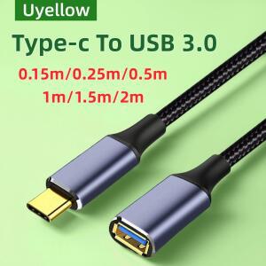 노란색 Type-C to USB 3.0 A 케이블 OTG 어댑터 라인 고속 데이터 코드 남성-여성 연장 (노트북 키보드 마