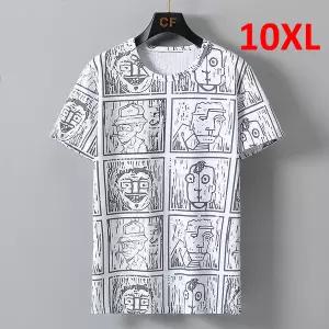 빅사이즈 남성 만화 그래피티 반팔 티셔츠 빅 사이즈 10XL 여름 캐주얼 패션