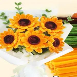 해바라기 부케 꽃 재료 해바라기 24송이 키트 DIY 다발 조화 완제품 모루 재료