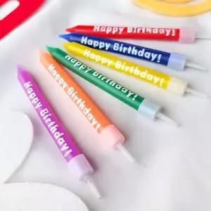해피벌스데이 레인보우 생일초 6개입 무지개 케이크초 생일파티