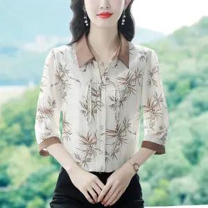 EAMT 여름 여사친 칠부 프린트 티 YJ2