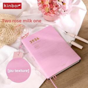 Kinbor 2026 Year A5 효율성 노트 주간 월간 연간 플래너 소프트 Pu 가죽 커버 78g Paper Time Calendar