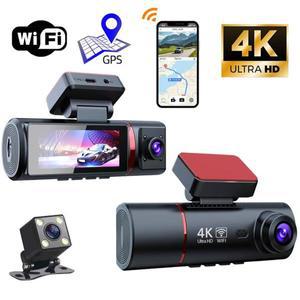 4K 2160P  HD 야간 투시  블랙박스 3렌즈 WiFi  녹화 24 주차 전후방 카메라 DVR