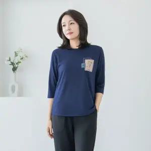엄마옷 마담4060 티셔츠 중년여성 데일리 꽃병7부 -YTE2604053-