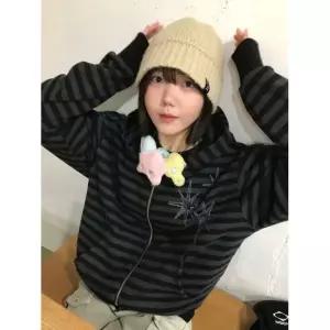 UNTITLED SEOUL 언타이틀 스테리나잇 스트라이프 후드집업 블랙 932078