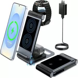 삼성 3 in 1 무선 충전소용 충전기 S26 S25 울트라 S24 S23 S22 S21 / Z 플립/Z 폴드 시리즈 갤럭시 워치