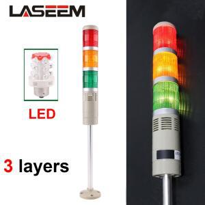 산업용 타워 신호 경고 꾸준한 플래시 라이트 LGP-505 LED 표시 램프, 부저 포함, DC 12V, 110V, 220V