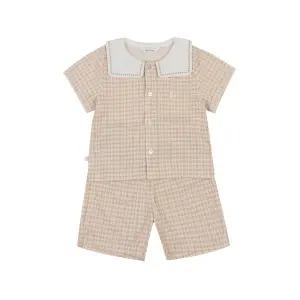 [롯데백화점]아가방 노아체크반팔5부오픈상하(BEIGE)01T323018