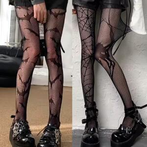 새로운 패션 스파이더 할로우 아웃 Fishnet 스타킹 고딕 펑크 코스프레 양말 블랙 박쥐 모양 섹시한 나일론