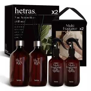 기획세트헤트라스 프리미엄 대용량 디퓨저 500ml 2개 + 멀티스프레이 섬유탈취제 300ml 선물세트 214665