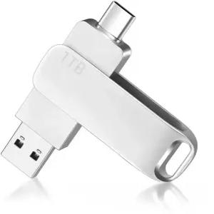 1TB 대용량 USB 메모리 TypeC 외장 360도 회전 PC 노트북 합금 방수 방진 내구성 고속 실버에 공통적으로