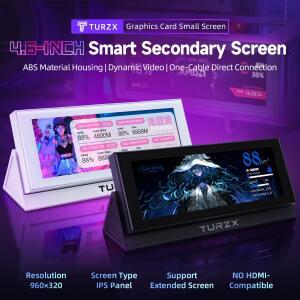 TURZX 신형 4.6인치 IPS 보조 화면 CPU GPU RAM 컴퓨터 모니터 960x320 윈도우 10 11용 확장
