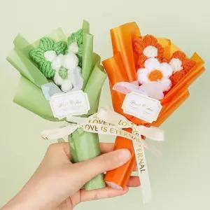 (큰손할인) 미니니트꽃다발 기념 선물 뜨개꽃 생일 데코 꽃완제품 발렌타인데이 부케 졸업