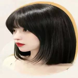여성 고열사인조모 흑갈색 단발머리 통가발 전체가발