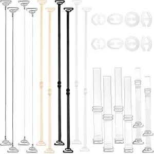타이쿠르 24Pcs 투명 브라 스트랩 보이지 않는 교체 탄력 댄스 조절 가능한 클립 여성용 스트랩리스 드레스