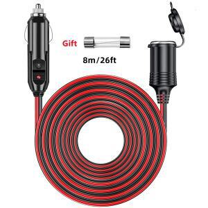 12V 24V 자동차 시가 라이터 연장 케이블 1.5/4/8M 소켓 플러그 15A/20A 션트 충전기 전원