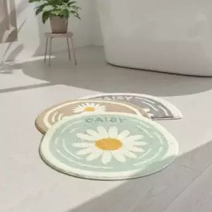 보들보들한 극세사 데이지 반달 발매트 현관 욕실 미끄럼방지
