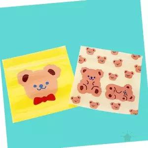 귀여운 곰 캐릭터 투명 지퍼 보관백 유아 선물 포장 답례 용품 어린이 행사 소품