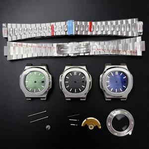 HILEGU 43mm 케이스 스테인레스 스틸 PP 케이스 8215 2813 Hans 8205 다이얼 노틸러스 케이스 수정된 시계