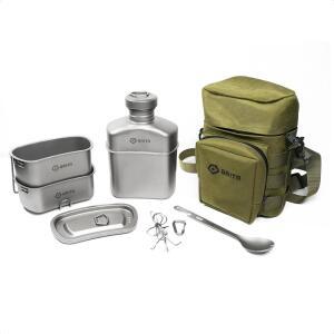 GITR 티타늄 오픈 파이어 휴대용 구내식당 낚시용 하이킹 메시 배낭여행 키트 소형 캠핑