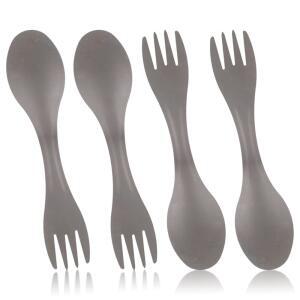 4PCS 캠핑 포크 야외 스팍 콤보로 하이킹용 티타늄 배낭여행 IN 스팍 스푼 롱핸들