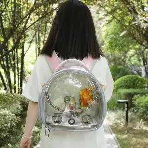 앵무새 이동가방 투명 백팩 산책용 패드 보온 외출용