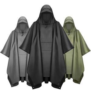 IN 야외용 레인코트 경량 다기능 레인웨어 대형 후드 여행용 슬리브 하이킹 판초 레인