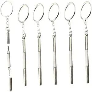 6PCS 3 in 1 안경 드라이버 실버 키체인 미니 정밀 스테인리스 스틸 프레임 선글라스 보석 및 시계