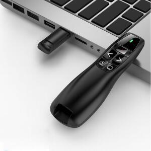 파워포인트용 프레젠테이션 클리커, 볼륨 조절이 가능한 2.4GHz USB 무선 프레젠터 리모컨, 노트북용 클리커 슬라이드 어드밴스터, 블랙