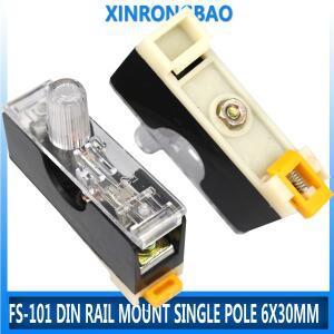 FS-101 딘 레일 마운트 단일 극 퓨즈 홀더 유리 튜브 케이싱 소켓 표시등 포함 6x30mm 10A