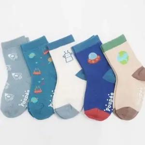 데일리 5족 로봇 우주 아동 남아 양말 사계절