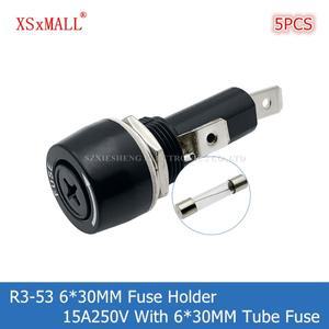 5PCS R3-53 6x30MM 퓨즈 홀더 15A250V 패널 장착 고온 저항 베이클라이트 튜브 포함
