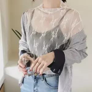 블라우스 시스루 메쉬 티셔츠 레이어드 망사티 망사 메쉬 티셔츠