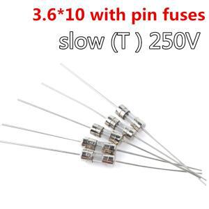 10 개세트 3.6x10 T 유리 퓨즈 느린 블로우 250V T0.5A 1A 1.6A 2A 2.5A 3A 3.15A 4A 5A 6A 6.3A 8A 3.6x10