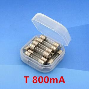 20 개세트 T800mA 250V 5 x 20mm 느린 블로우 유리관 퓨즈 UL VDE RoHS 승인 800mA 0.8A 0.8Amp.
