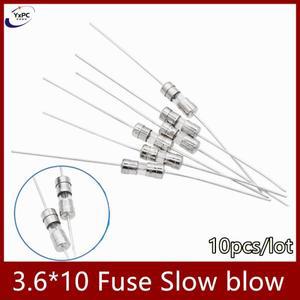 10pcs 3.6x10 유리 퓨즈 느린 블로우 250V T0.5A 1A 1.6A 2A 2.5A 3A 3.15A 4A 5A 6A 6.3A 8A 3.6x10mm