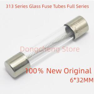 느린 블로우 유리 퓨즈 보험 튜브 6x32 313 6x32mm T1A T2A T3A T8A 250V
